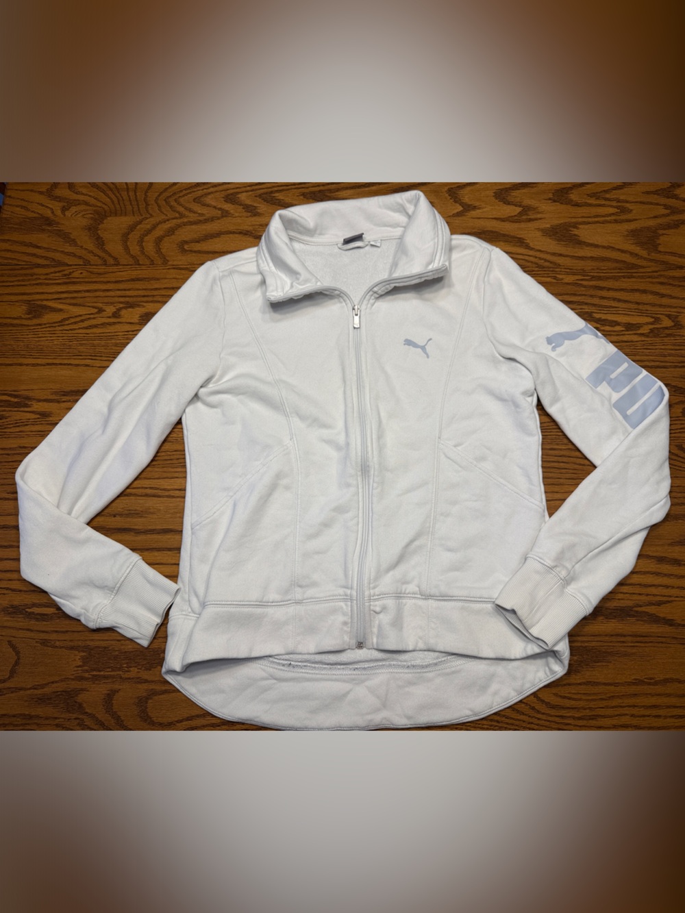 Puma White Zip-Up Sport Jacket